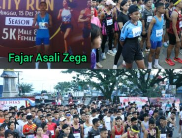 Fajar Asali Zega (12) kelas VIII SMPN 1 Lotu merasa bahagia dan penuh ucapan syukur dan terus semangat karena menurutnya,ikut Fun Run 