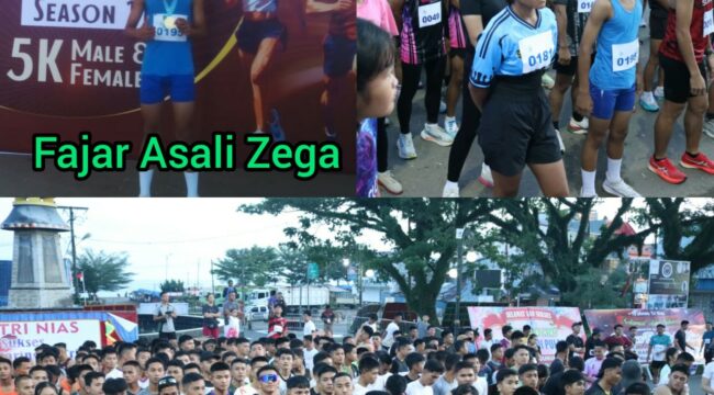 Fajar Asali Zega (12) kelas VIII SMPN 1 Lotu merasa bahagia dan penuh ucapan syukur dan terus semangat karena menurutnya,ikut Fun Run 