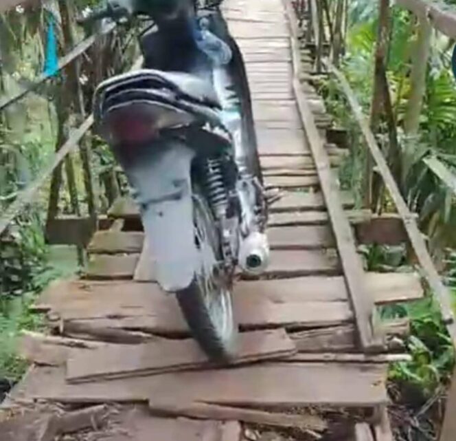 
					Bertaruh Nyawa Melintasi Jembatan Penghubung Antar Desa di Langkat