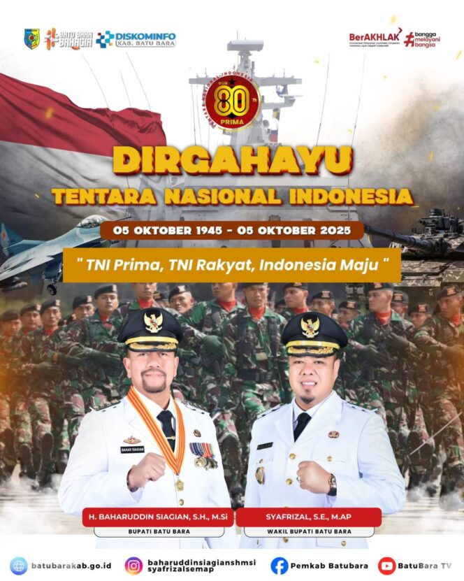 
					Sambut Hut TNI ke-80 Pemkab Batu Bara Ucapkan Apresiasi Setinggi-tingginya Kepada Seluruh Prajurit TNI