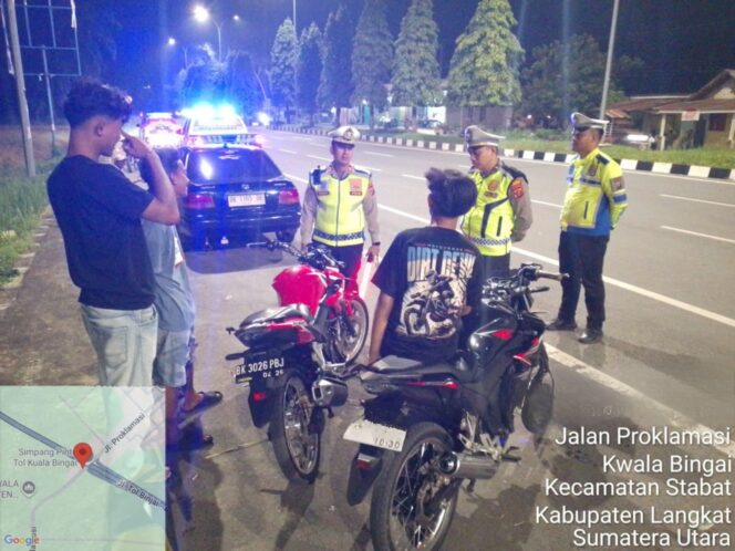 
					Antisipasi Balap Liar dan Geng Motor, Satlantas Polres Langkat Gencar Patroli Malam