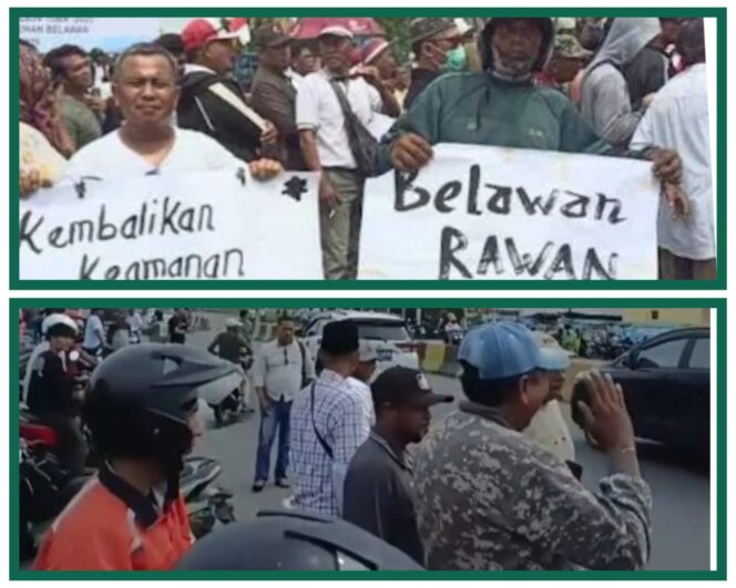 
					Ribuan Massa Aliansi Masyarakat Belawan Geruduk Polres pelabuhan Belawan 