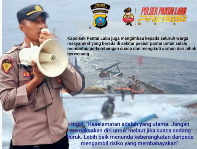 
					Cuaca Ekstrem, Kapolsek Pantai Labu Himbau Warga Hati-Hati dan Waspada