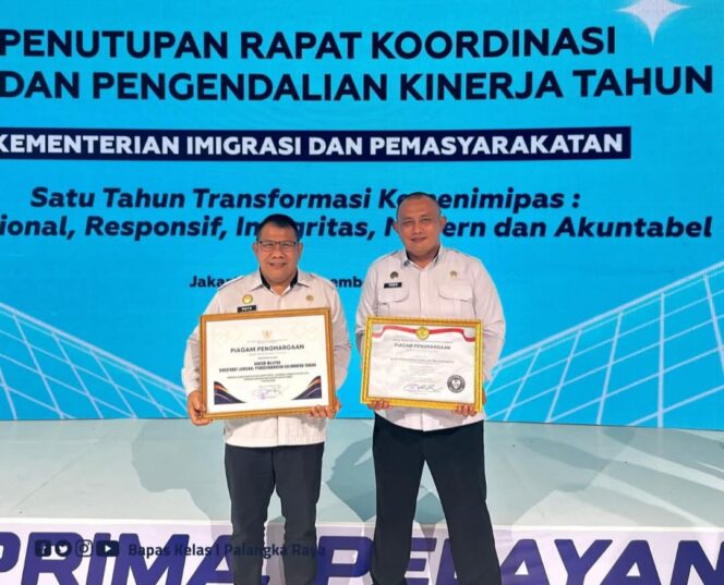 
					Bapas Palangka Raya Raih Penghargaan dari Kementerian Pemberdayaan Aparatur Negara dan Reformasi Birokrasi