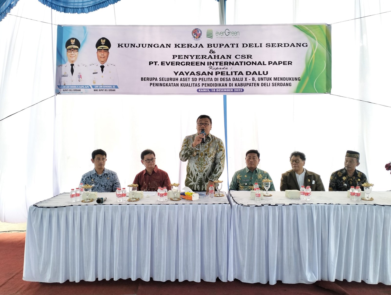Bupati Deli Serdang Serahkan Aset CSR PT Evergreen kepada Yayasan SD Pelita Dalu