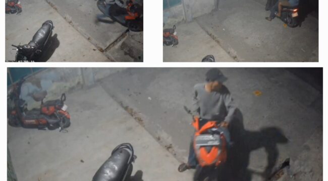 Foto: Rekaman CCTV Saat diduga pelaku curanmor Beraksi. (7/3).