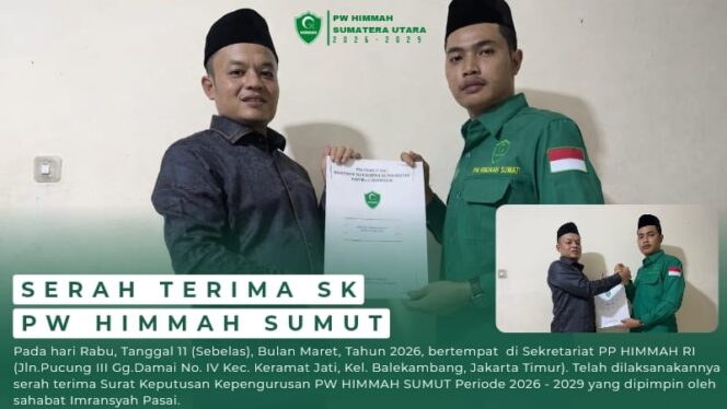 
					Nahkodai HIMMAH Sumut 2026-2029, Imranyah Pasai Resmi Kantongi Surat Keputusan