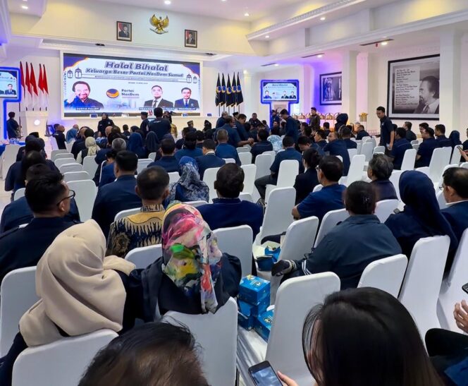 
					Halalbihalal, NasDem Sumut ‘Panaskan Mesin’ Hadapi Pemilu 2029