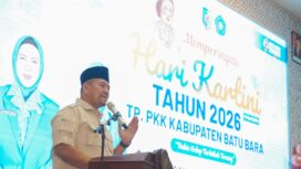 Bupati Batu Bara H. Baharuddin Siagian, SH, M.Si., menghadiri peringatan Hari Kartini Tahun 2026 yang diselenggarakan Pemerintah Kabupaten Batu Bara di Aula Kantor Bupati Batu Bara,
