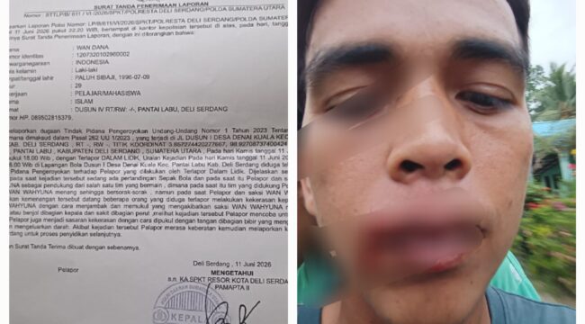 Foto kondisi wandana dugaan korban pengeroyokan beserta surat laporan nya ke polresta Deli Serdang.