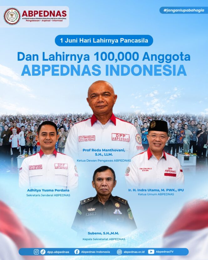 
					ABPEDNAS Cetak Sejarah, Raih 100 Ribu Anggota Bertepatan Hari Lahir Pancasila 2026