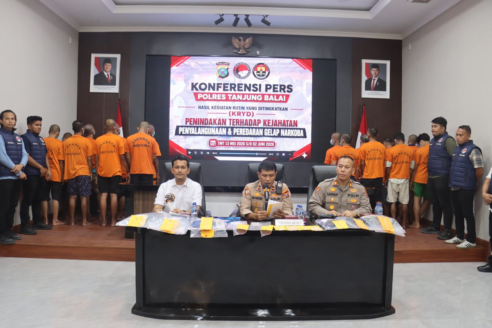 Polres Tanjung Balai Gelar Konferensi Pers Tangkapan Narkoba Hasil KRYD