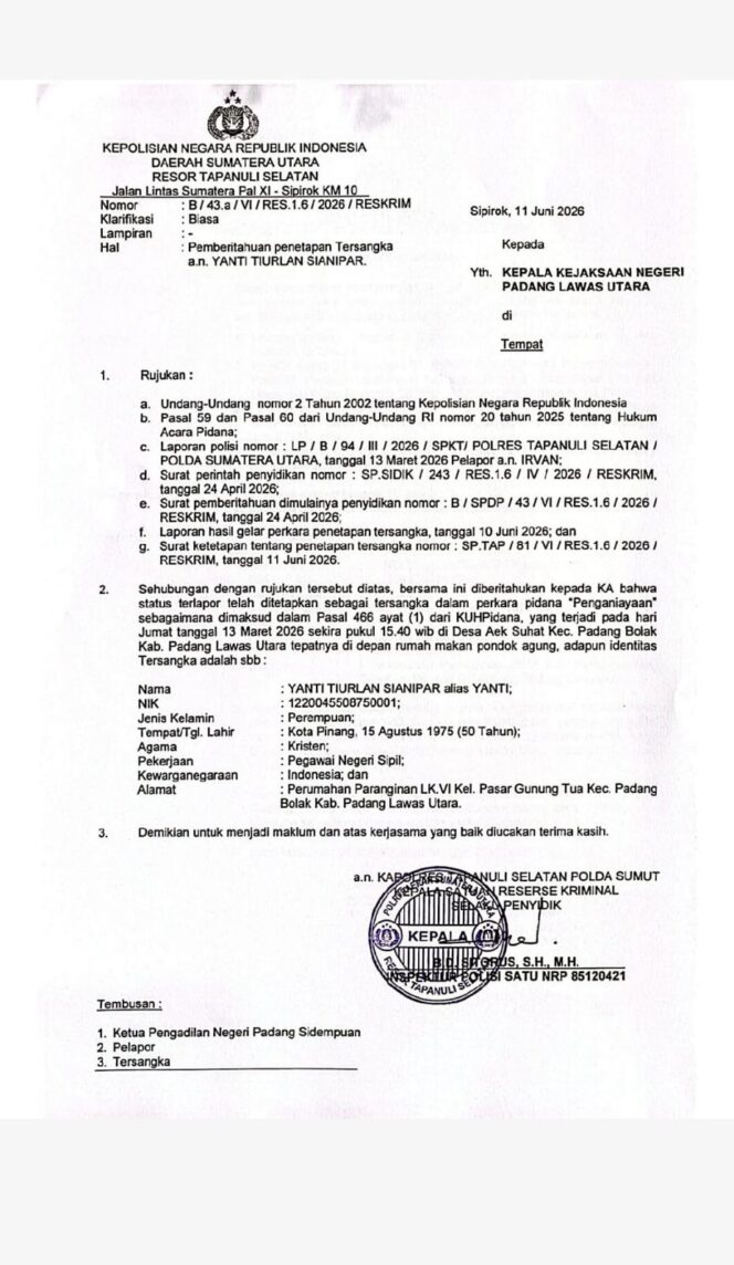 
					ASN Terduga Penganiaya Jurnalis tvOne di Tapsel Jadi Tersangka, Tidak Ditahan Karena Istri Perwira Polisi?