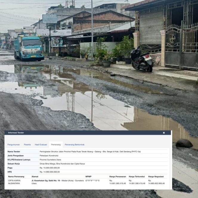 
					Ruas Tanah Abang–Galang Akhirnya Diperbaiki dengan Anggaran Rp14,8 Miliar