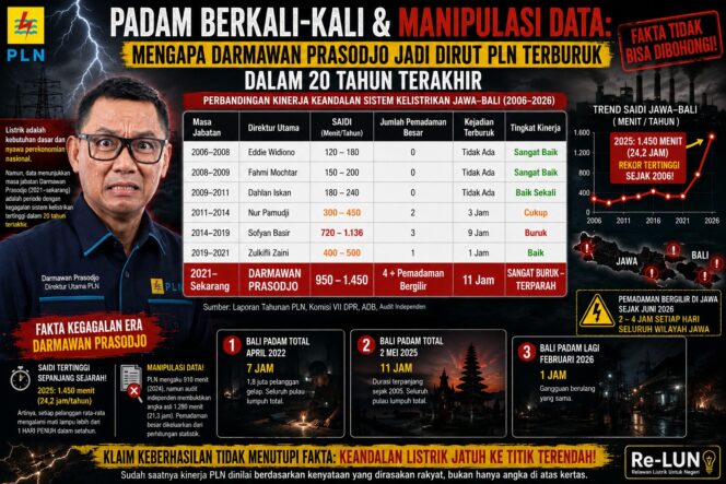 
					Padam Berkali-kali & Manipulasi Data: Darmawan Prasodjo Jadi Dirut PLN Terburuk dalam 20 Tahun Terakhir