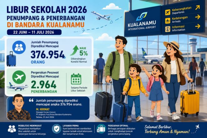 
					Libur Sekolah 2026 Dorong Lonjakan Penumpang dan Penerbangan di Bandara Kualanamu