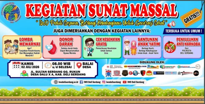 
					IWO Deli Serdang Gelar Sunat Massal Gratis dan Berbagai Kegiatan Sosial untuk Masyarakat