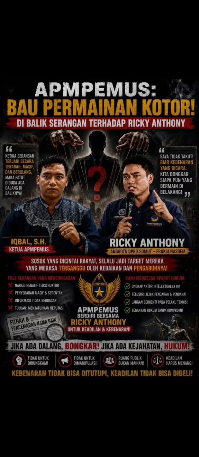 
					APMPEMUS: Sosok Ricky Anthony Dimata publik, Fitnah Diduga Bermuatan Kepentingan—Bongkar Dalangnya!