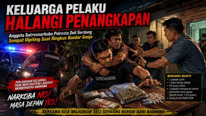 
					Keluarga Bandar Narkoba Melawan Saat Tim Satres Narkoba Polresta Deli Serdang Melakukan Penangkapan 