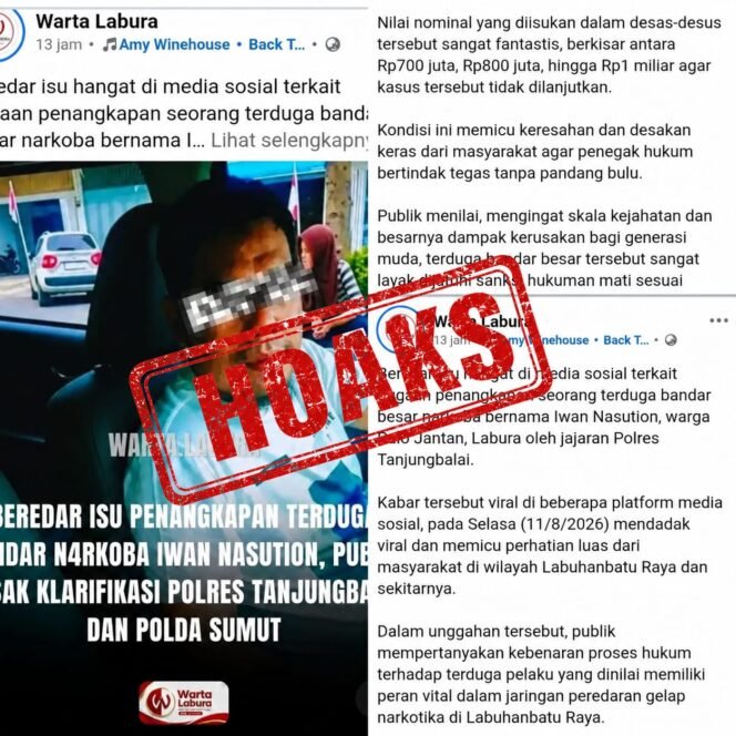 
					Viral Isu Bandar Narkoba dan Isu Suap 1 Miliar, Kasi Humas Tanjungbalai Tegaskan Itu Hoaks