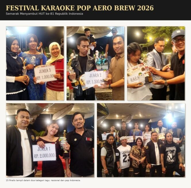 
					Festival Karaoke Pop Aero Brew 2026 Pecah! 15 Finalis Tampil Memukau, Dira Samosir Raih Juara 1