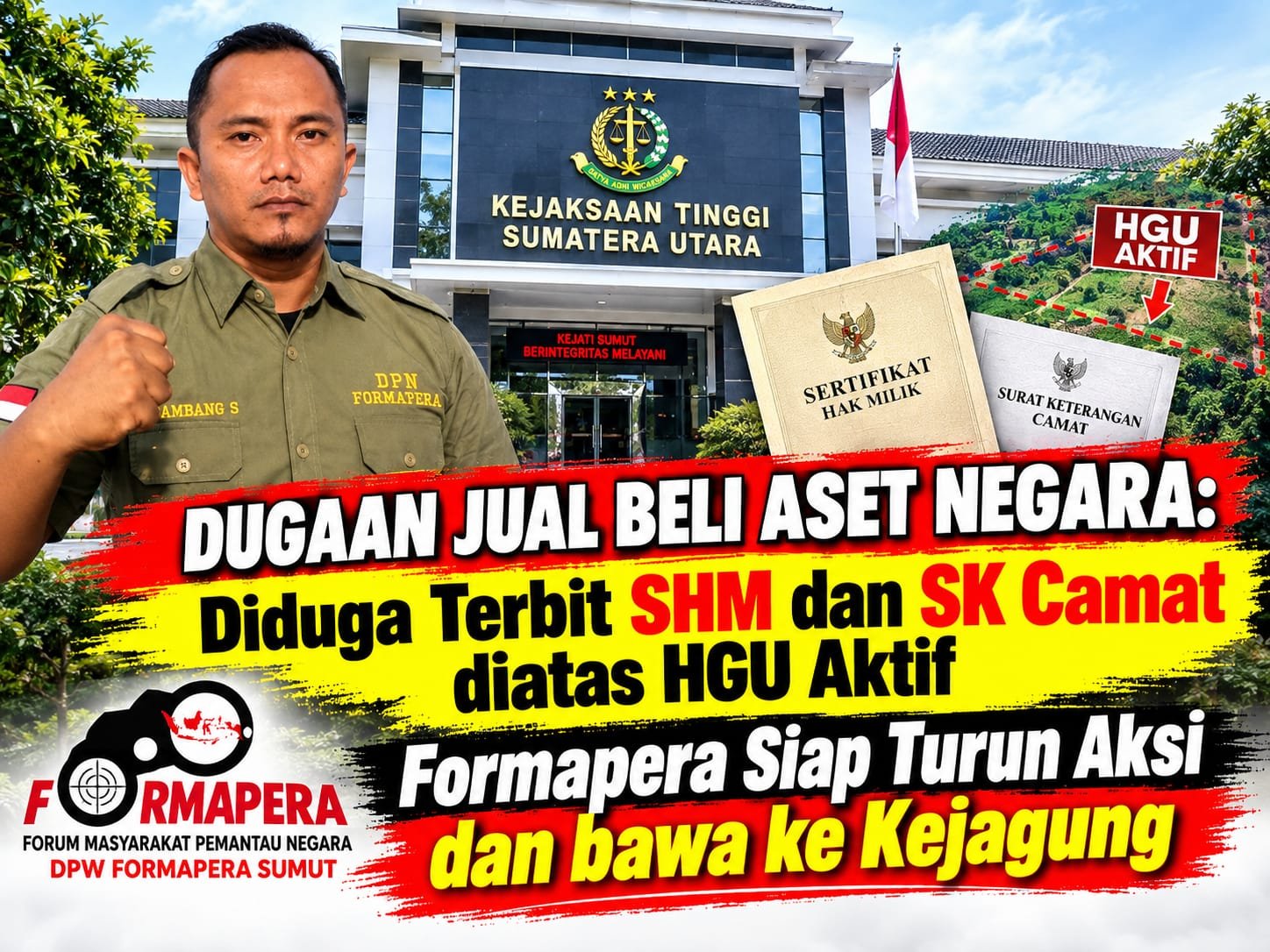 Dugaan Jual Beli Aset Negara di Deli Serdang Disorot: Diduga SHM Terbit di Atas HGU Aktif, FORMAPERA Siap Turun Aksi dan Bawa ke Kejagung