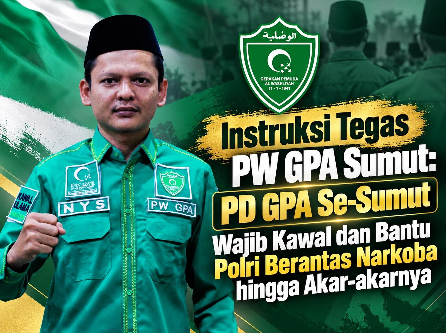 Instruksi Tegas PW Gerakan Pemuda Al-Washliyah Sumut:  Wajib Kawal dan Bantu Polri Berantas Narkoba hingga Akar-akarnya