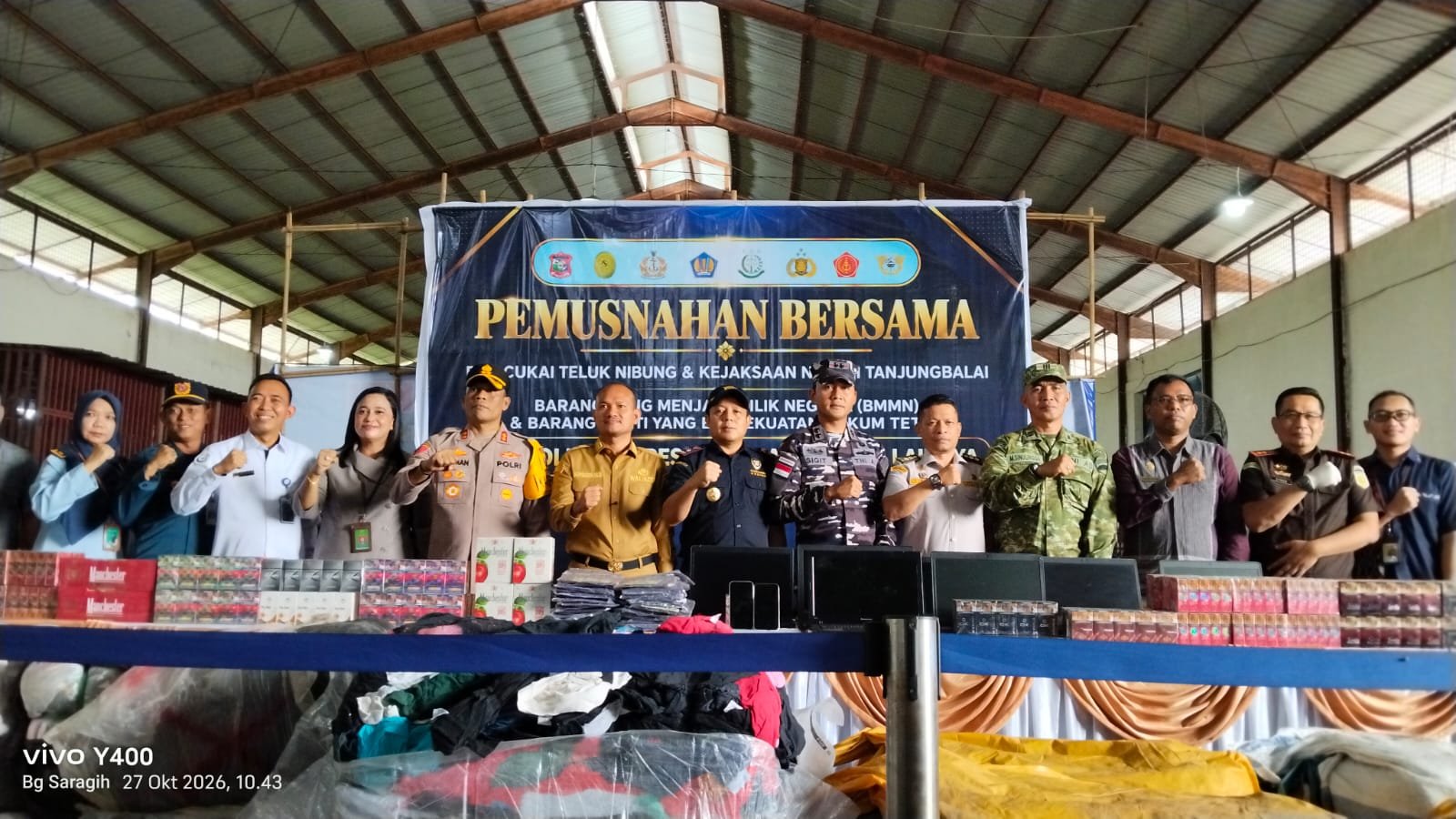 Kapolres Tanjung Balai Hadiri Pemusnahan Ribuan Batang Rokok Ilegal dan Ballpress Senilai Ratusan Juta